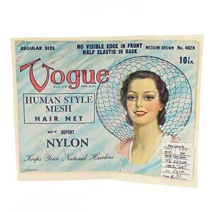 Vintage 40s Archer Vogue Mesh Hair Net Medium Brown Nylon Invisible